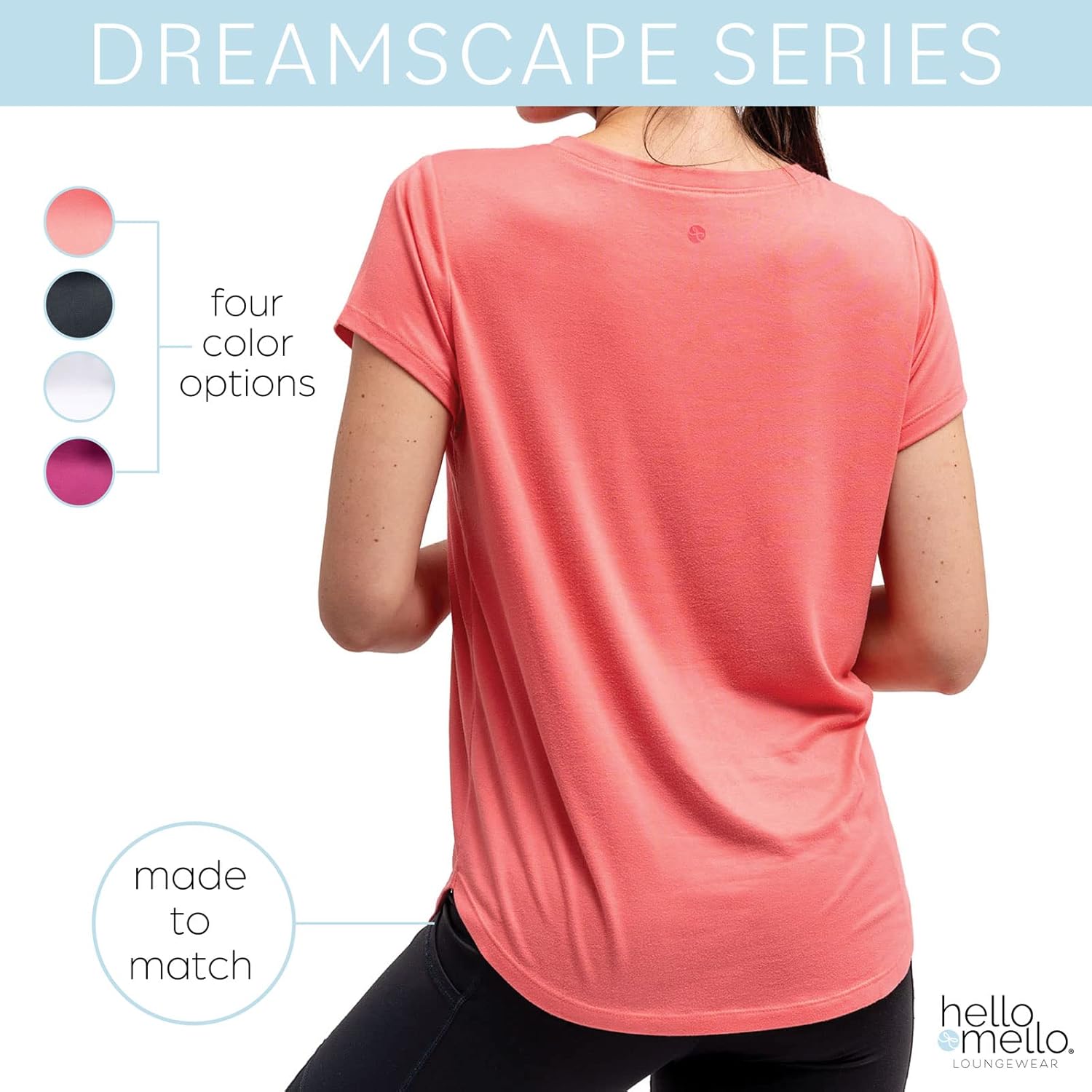 Hello Mello Women’s Sleep and Lounge Pajamas Top Short Sleeve Crewneck Lightweight Dream Tee Shirt - Salmon, Medium - Image 5