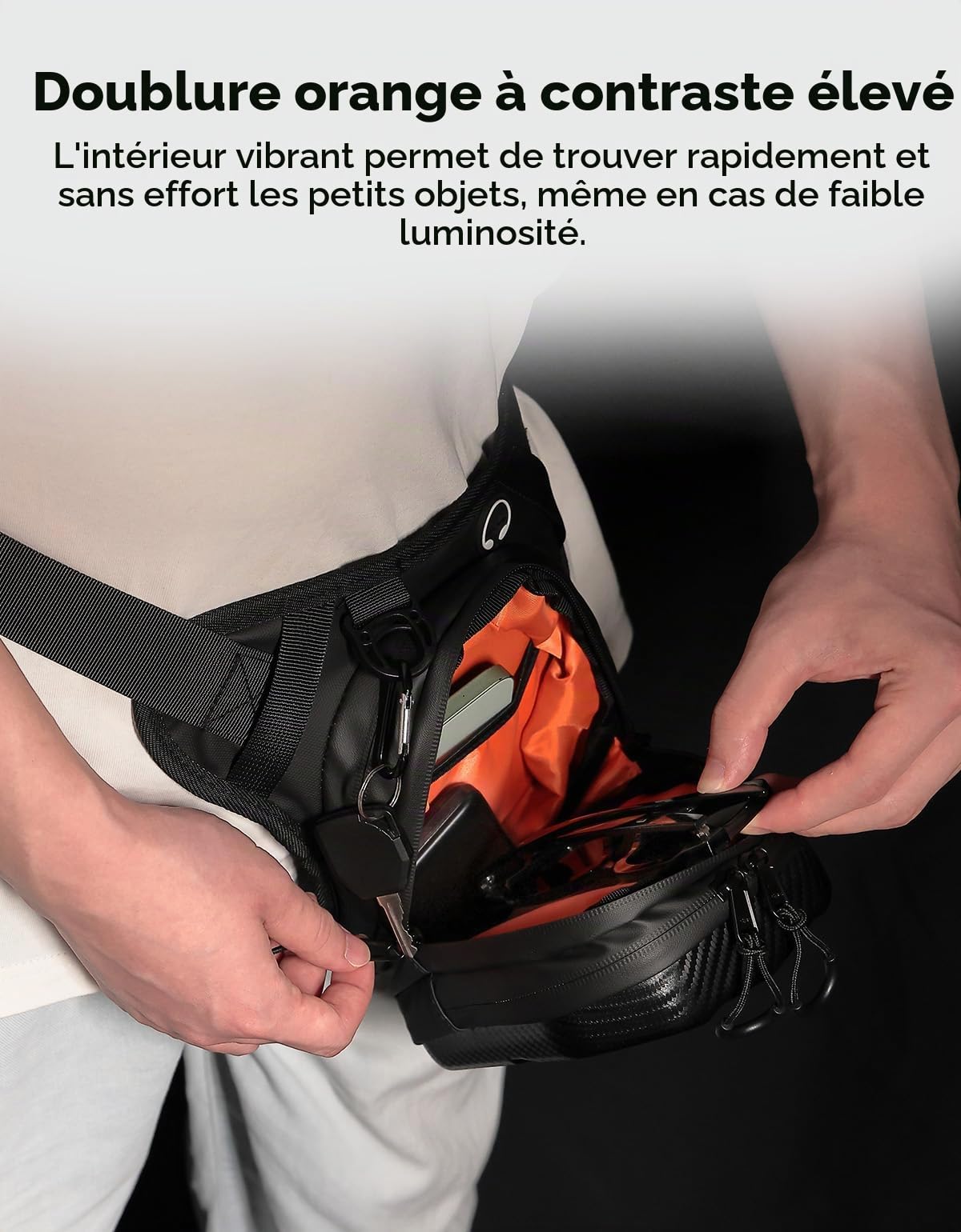 KEMIMOTO Sacoche de Jambe Moto Étanche, Extensible Sac de Jambe Moto avec Coque Rigide EVA, Port en Jambe/Taille/Épaule avec Réfléchissants et Compartiments Multiples pour Motos et Conduite