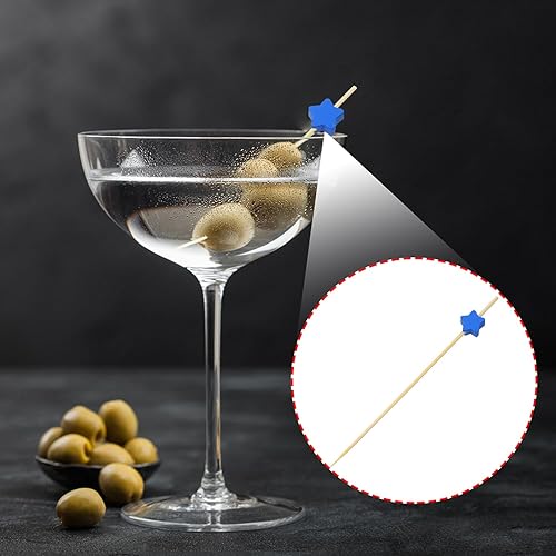 Miniatura 3 de ONLYKXY 20 palillos de cóctel de estrellas, palitos de bambú para comida, palillos de dientes de madera, palillos de madera para revolver café, 4.7