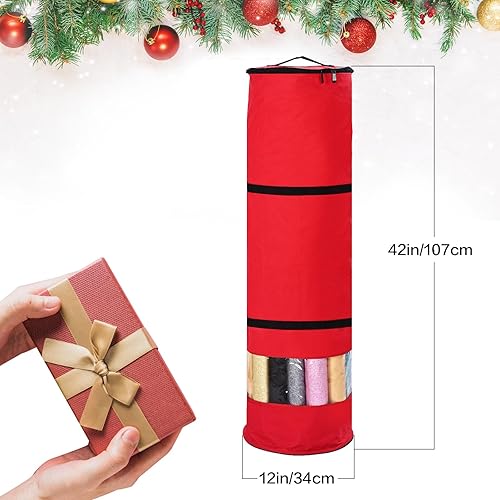 Miniatura 2 de Rollos de papel de regalo, organizador de almacenamiento, cilindro de 40 pulgadas con asas y parte superior con cremallera, contenedor de tubo