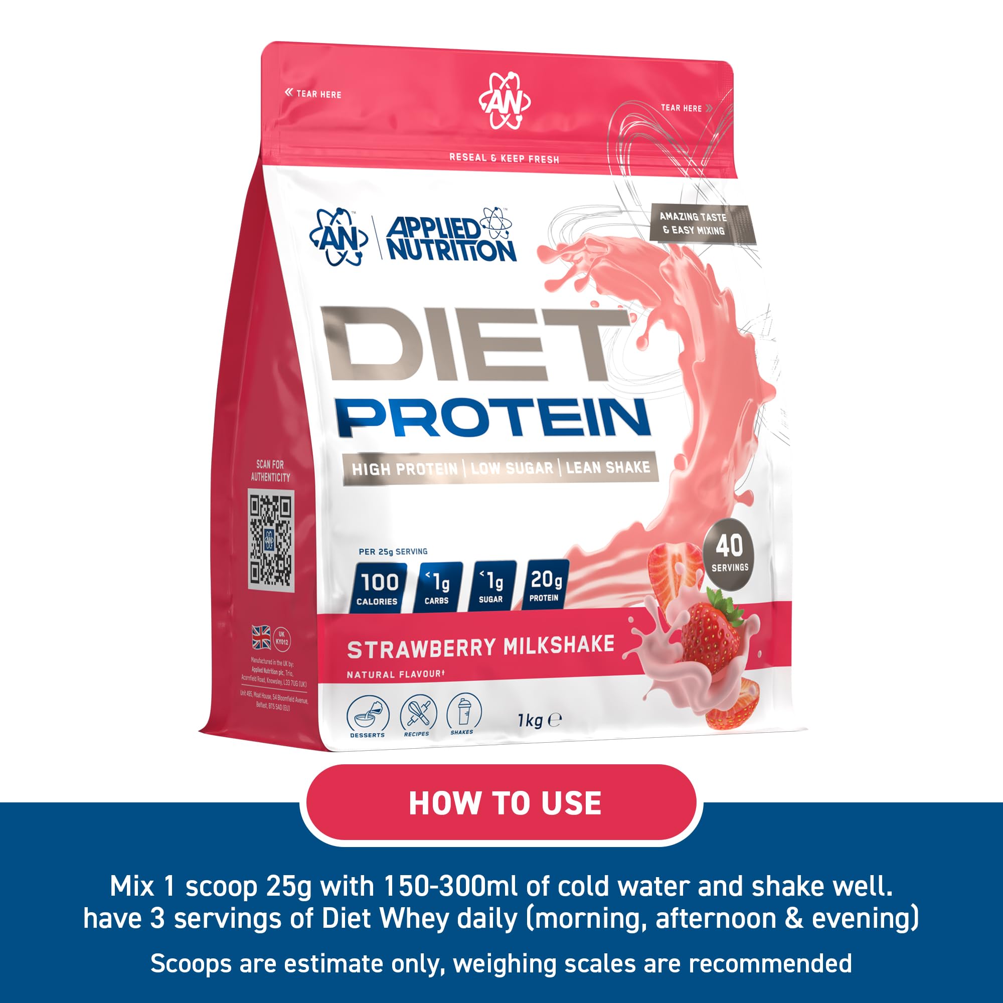 Applied Nutrition Diet Whey, Strawberry Milkshake (EAN 5056555205433) - 1000g
