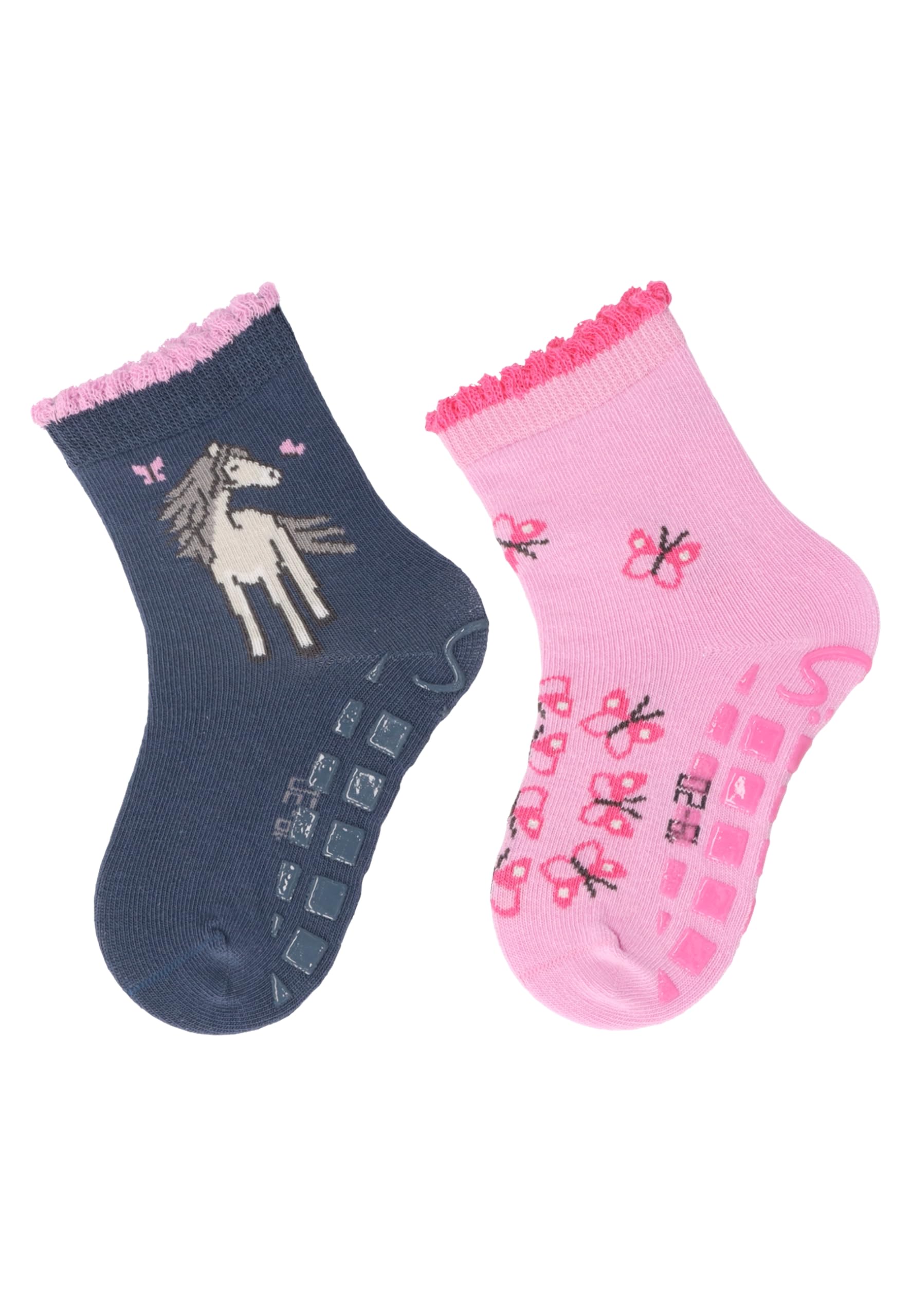 Sterntaler ABS -Socken 2er Pack Pferd für Mädchen - Babysocken mit Anti -Rutsch -Noppen auf der Sohle - Antirutsch Socken für Babys im Set mit Motiv