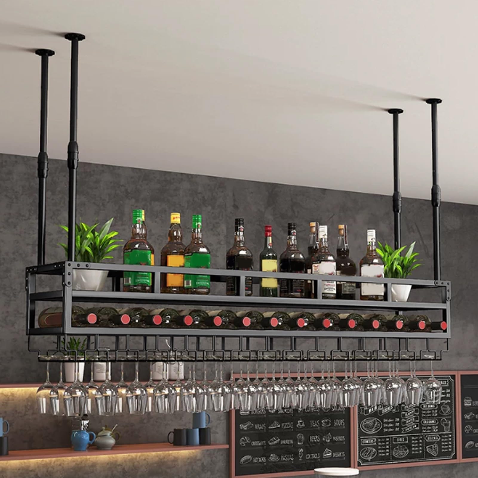Étagère à vin en métal pour gagner de la place, rangement sécurisé cuisine et bar