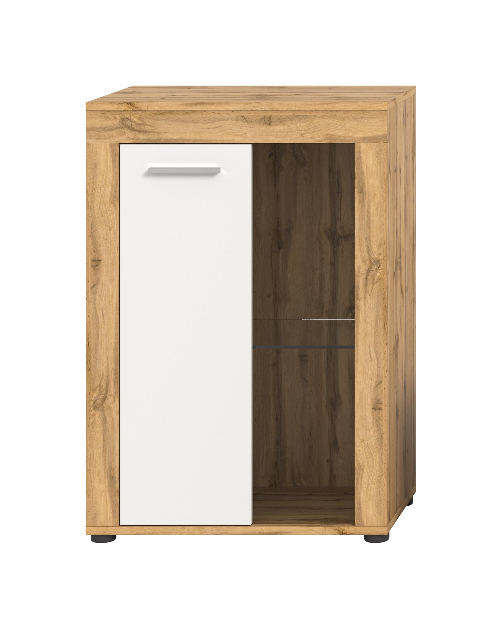 xonox.home Wohnen Jam X8BK6T40 - Vitrina de Cristal (melamina, melamina, Roble Wotan, 600 x 86 x 35 cm), Color Blanco