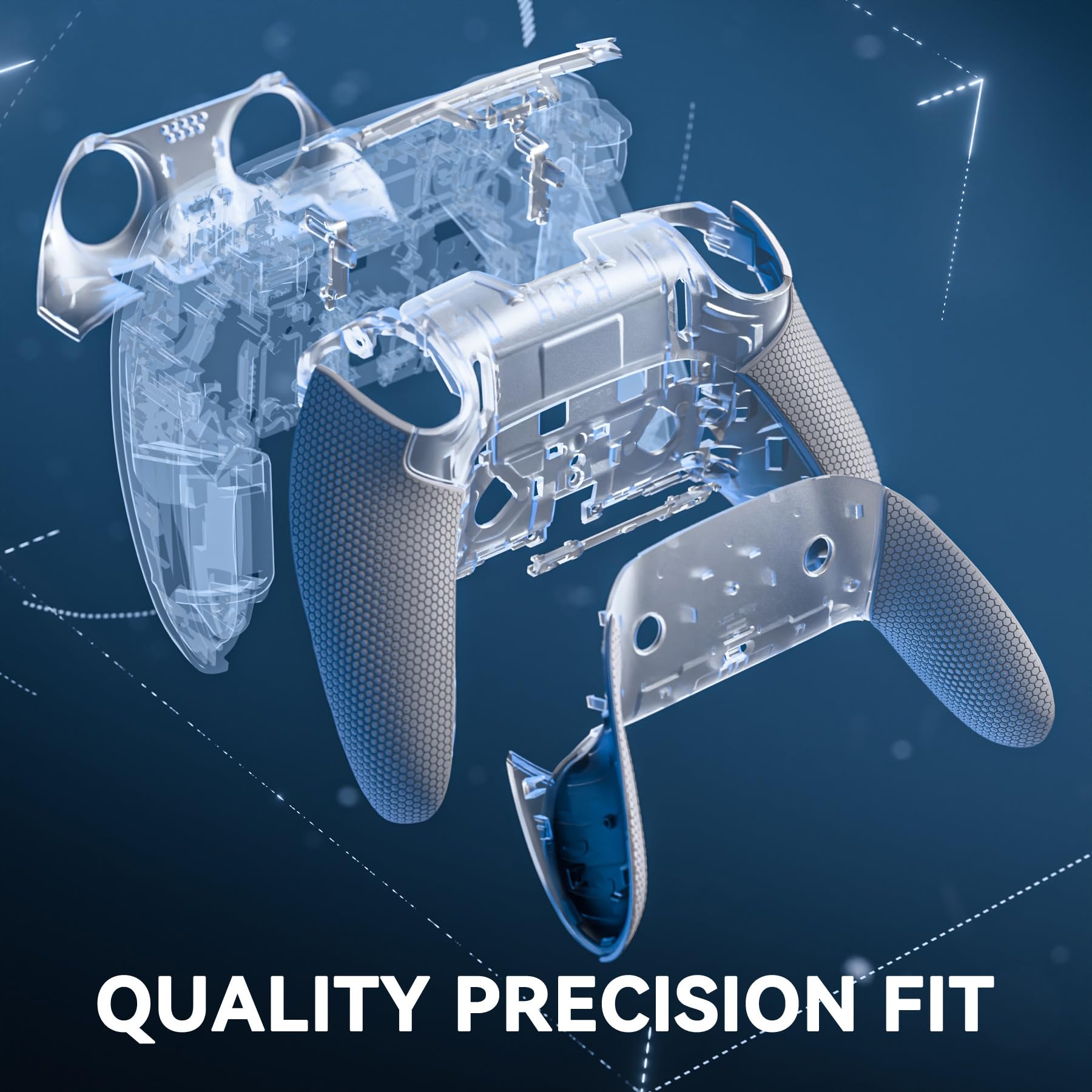eXtremeRate Beyond-Arc Coque Arrière pour ps5 Edge Manette avec Grip en Caoutchouc & Coque Décorative de Remplacement pour ps5 Edge Controller-Gris Plomb Foncé