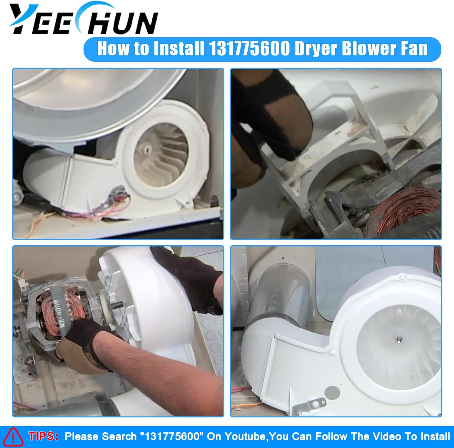 Upgraded 131775600 Dryer Blower Wheel and Housing Assembly Compatible with Electrolux Frigidaire Kenmore Dryer Blower Wheel Parts,Frigidaire Dryer Blower Fan 131775610, WE14X10025,1316063