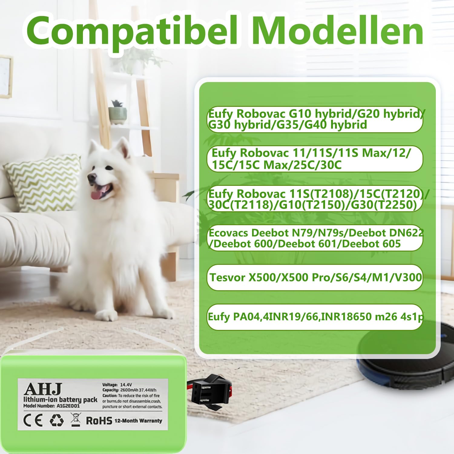 14.4V 4000mAh Ersatzakku für Ecovacs Deebot N79 N79S DN622