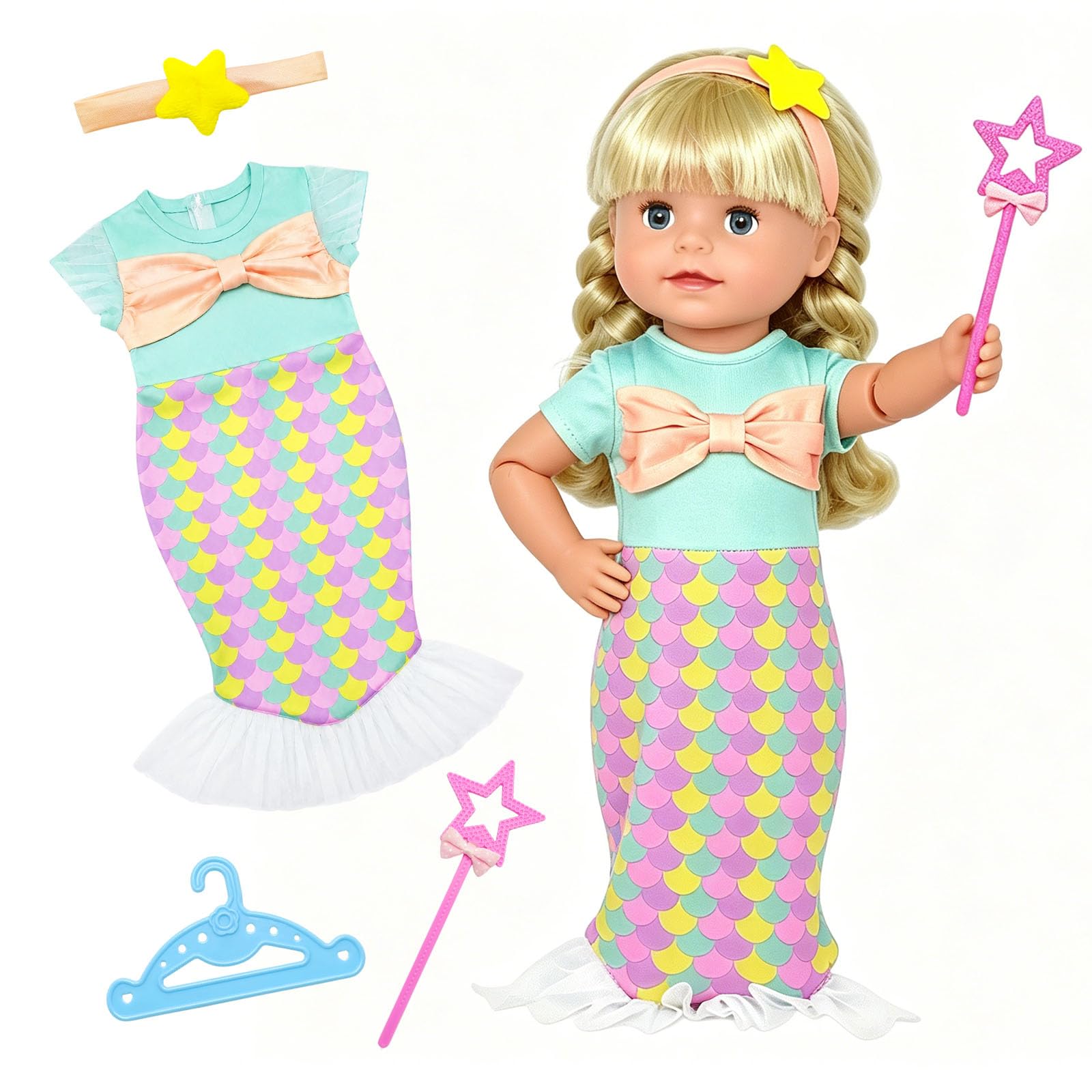 Baby Doll Clothes for 14-18 Inch Dolls, 4 PCS Doll Clothes Soft Material