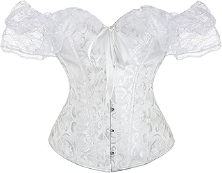 Women Floral Lace Off Shoulder Corset Bustier Boned Overbust Corset Bodyshaper Lingerie Top