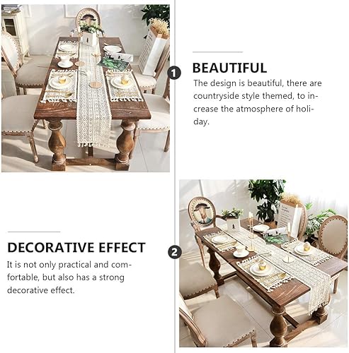 Miniatura 8 de Amosfun Tapete de mesa de macramé estilo occidental bohemio para decoración de mesa de boda (9.4 x 15.7 in), 2 unidades