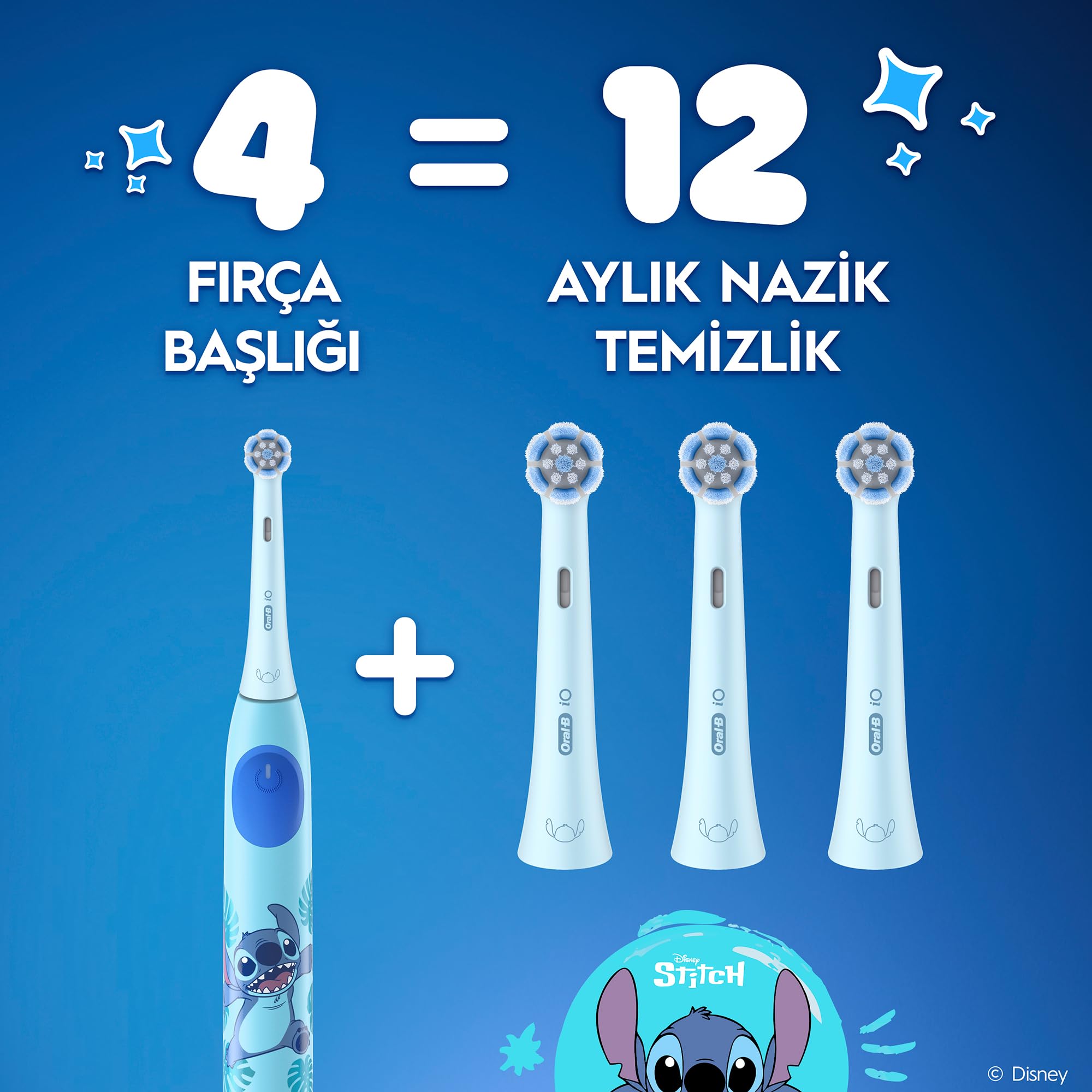 Oral-B iO Kids 6+ Stitch - Spazzolino da denti di ricambio, 4 pezzi