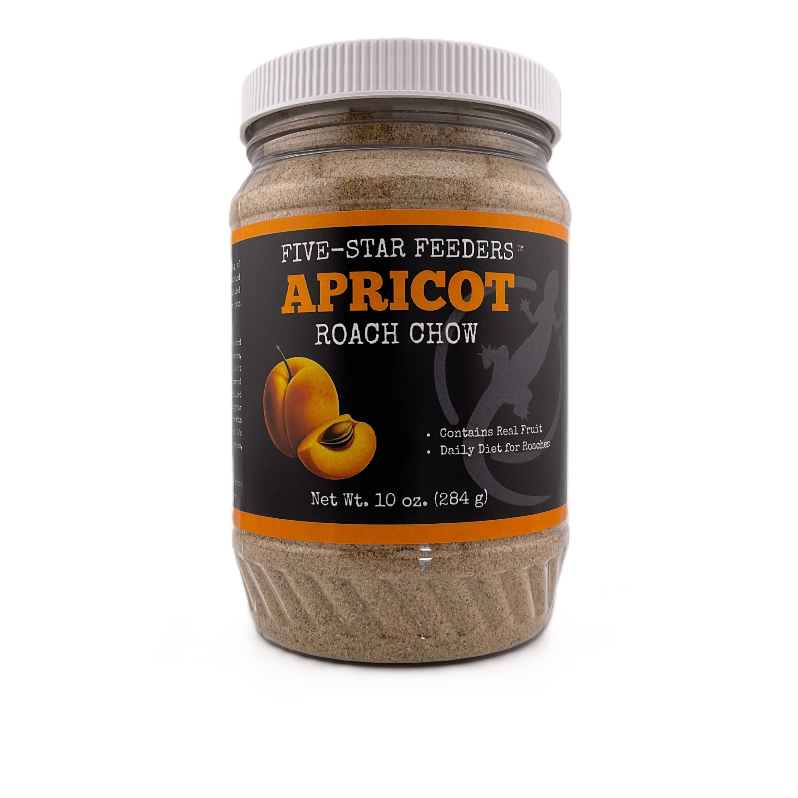 Roach Chow – Apricot Flavored Daily Balanced Diet for Dubia Roaches and Feeder Insects – 10 oz Plastic Jar