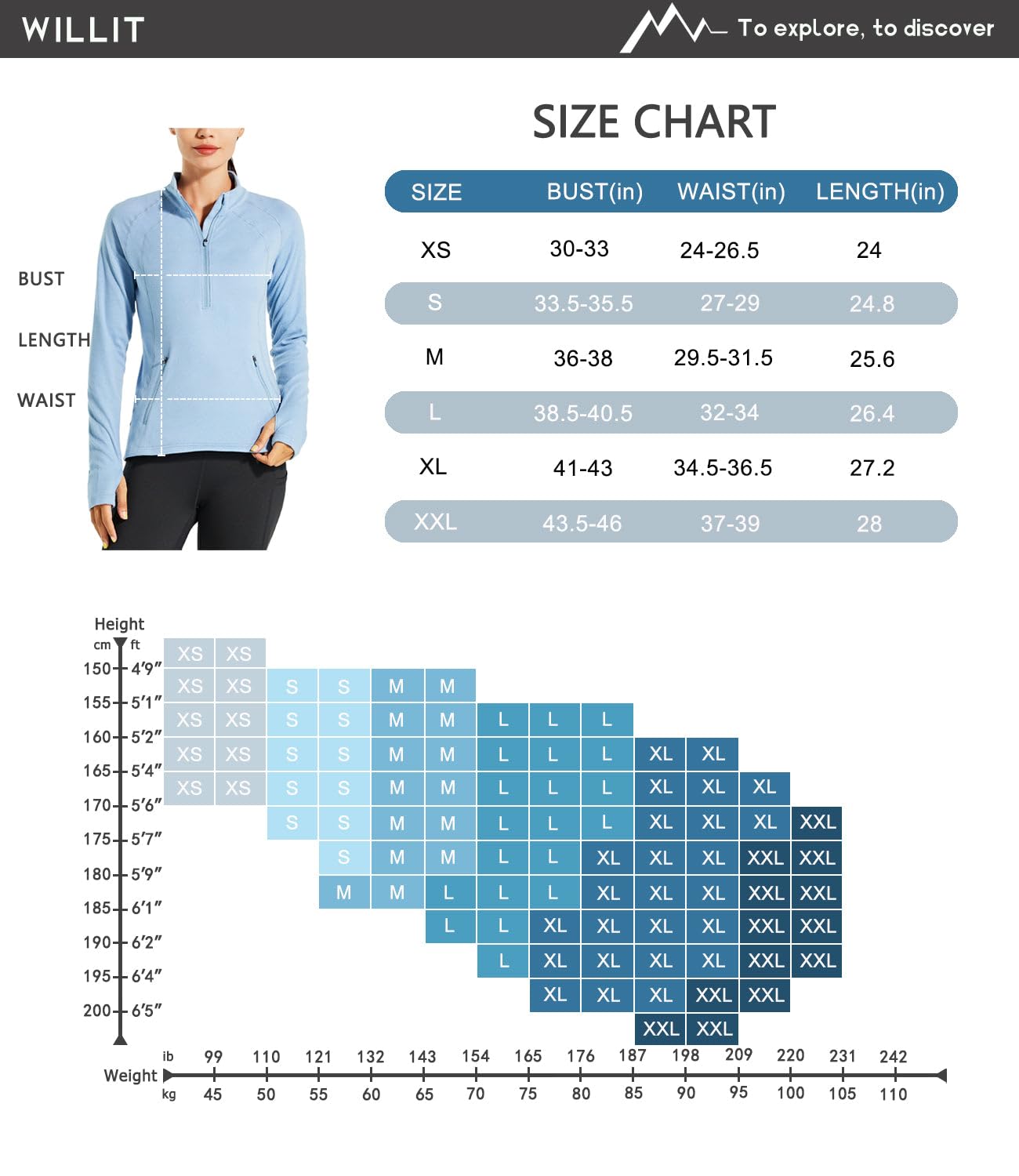 Willit Veste de course à pied en polaire thermique pour femme - Chemise d'équitation - Manches longues - Demi-fermeture éclair - Équipement d'hiver