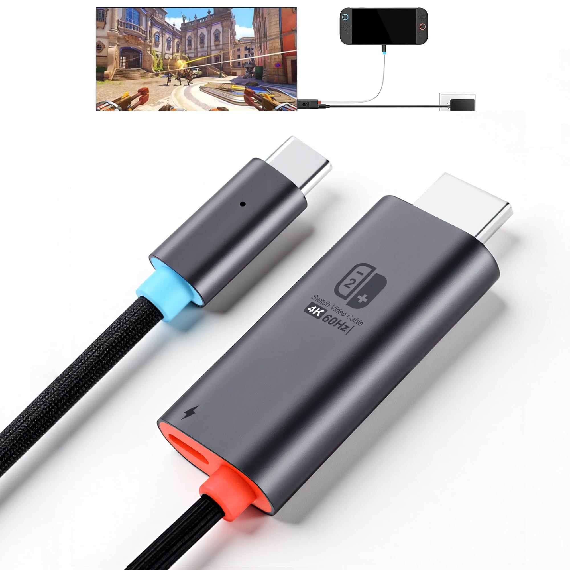 USB C auf HDMI Kabel für Nintendo Switch 2, 4K@60Hz TV Adapter mit 100W PD, kompatibel mit Switch/OLED, Dock Alternative für Fernseher – 2M