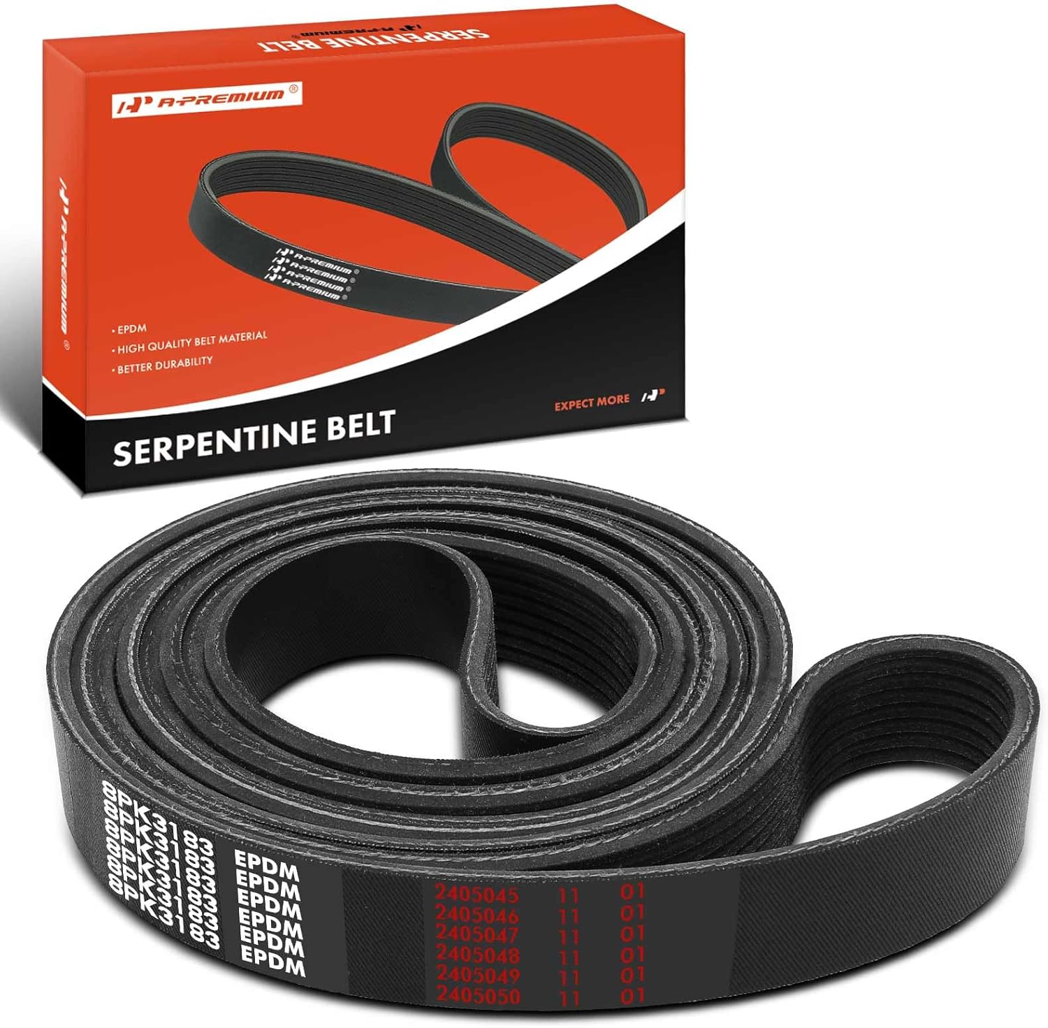 A-Premium Serpentine Belt 125.35 In For Ford Excursion 2003 2004 2005, V8 6.0L