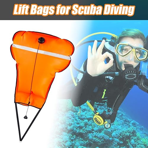 Miniatura 2 de Bolsas elevadoras de buceo, de nailon de alta visibilidad, 70 libras, con válvula de sobrepresión, bolsa de elevación con banda reflectante y