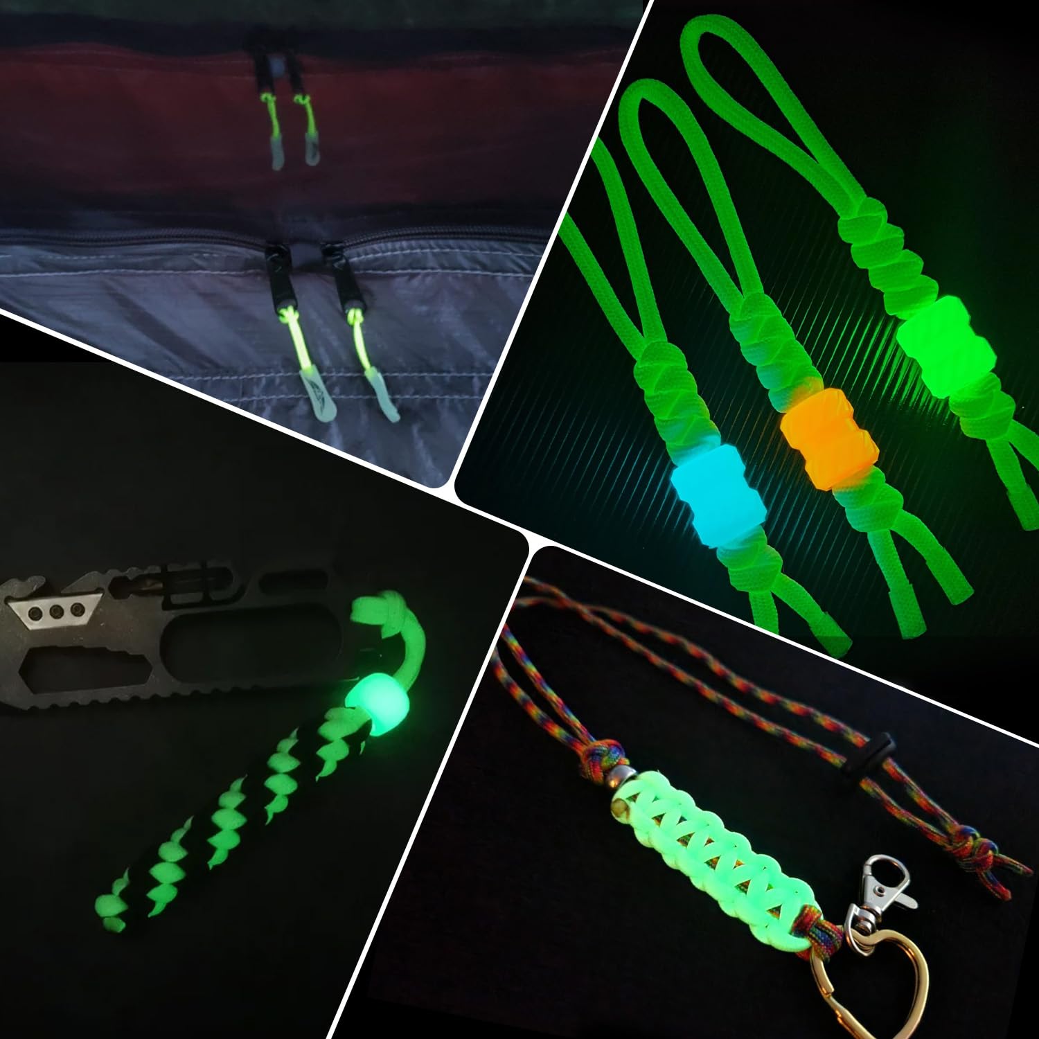 Brotree Cuerda Fluorescente Luminosa Paracord 4mm 15m Cuerda Brilla en Oscuridad 9 Hebras para Tienda, Bricolaje, Artesanía, Camping