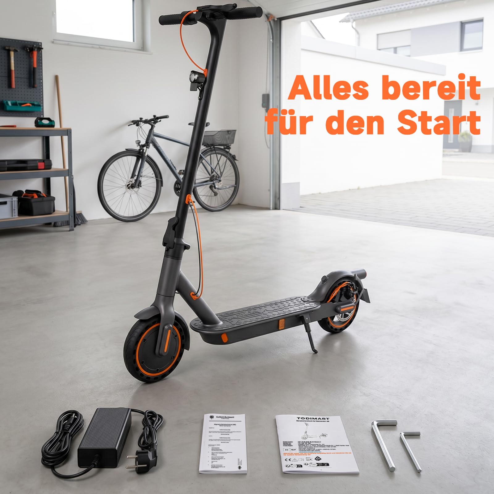E Scooter S3ABE mit Straßenzulassung, 350W Motor, 20 km/h, 35 km Reichweite, E-ABS & Scheibenbremse, Seemar Faltbarer E-Roller