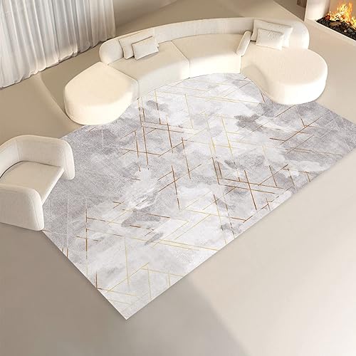 Miniatura 6 de FINOREN Alfombras abstractas de línea dorada para sala de estar dormitorio pasillo comedor no se desprende respaldo antideslizante alfombras de