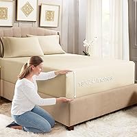 Vista 13 de Empyrean Bedding - Sábanas bajeras tamaño Queen, con sábana de cajón extra profunda – Juego de sábanas bajeras extra profundas, de 24 pulgadas
