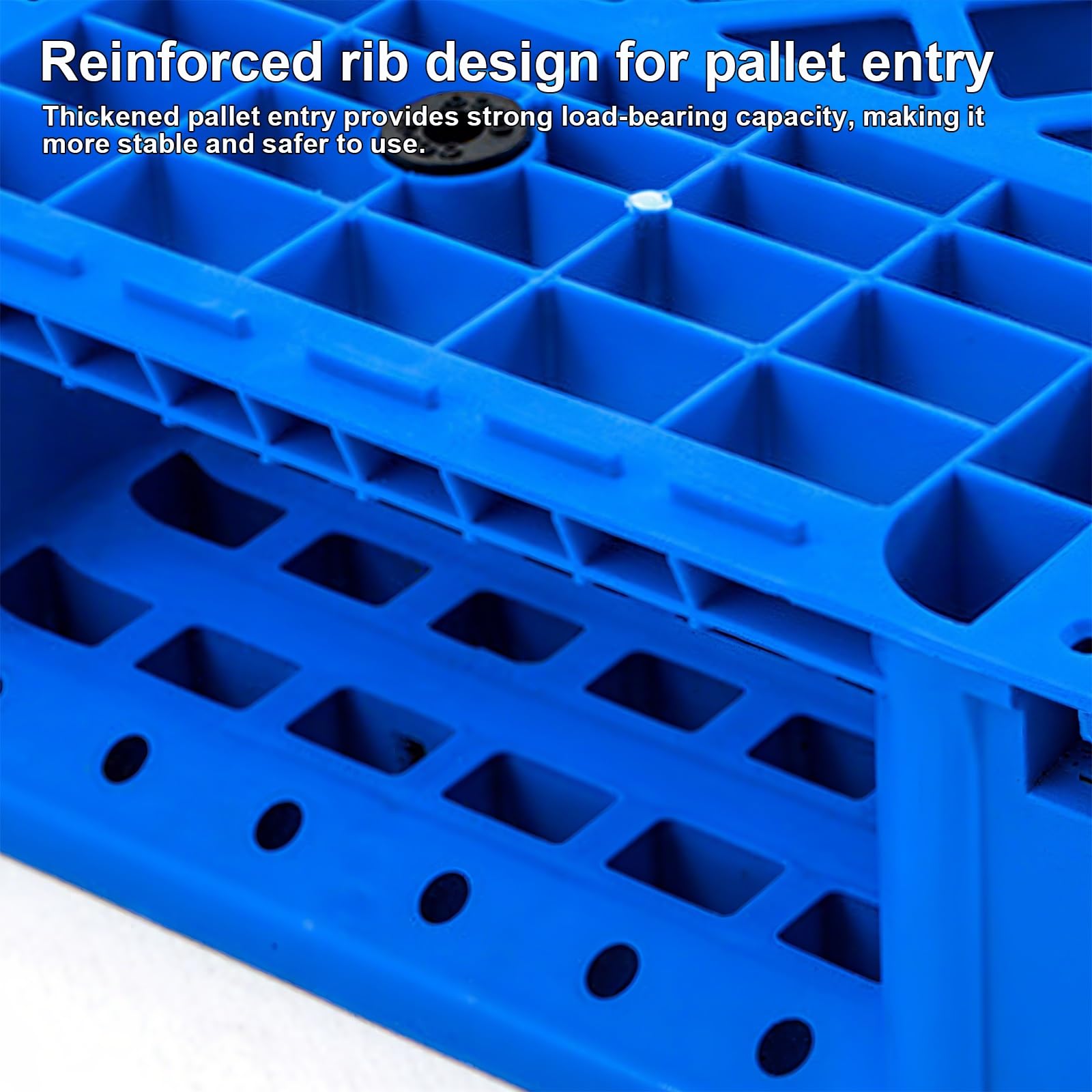 Lot de 3 palettes en Plastique, palettes emboîtables Robustes, avec grilles Respirantes, pour entrepôt, supermarché et Cuisine, Bleu, 100 x 80 x 15 cm.