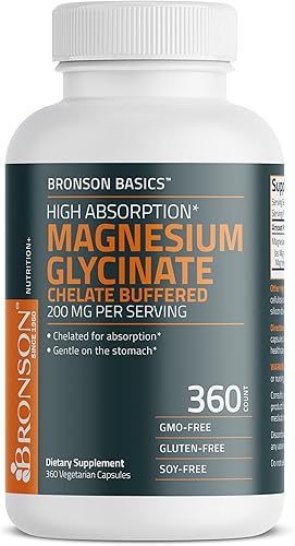 Miniatura 5 de Bronson Glicinato de magnesio 200 mg de alta absorción quelado tamponado suave en el estómago sin OMG, 360 cápsulas vegetarianas