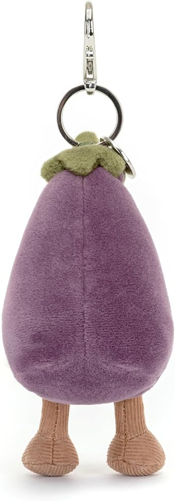 Jellycat Vivacious Eggplant Bag Charm, 2.5 inches | Food and Drink Plush Keychain | Great Gift Idea
