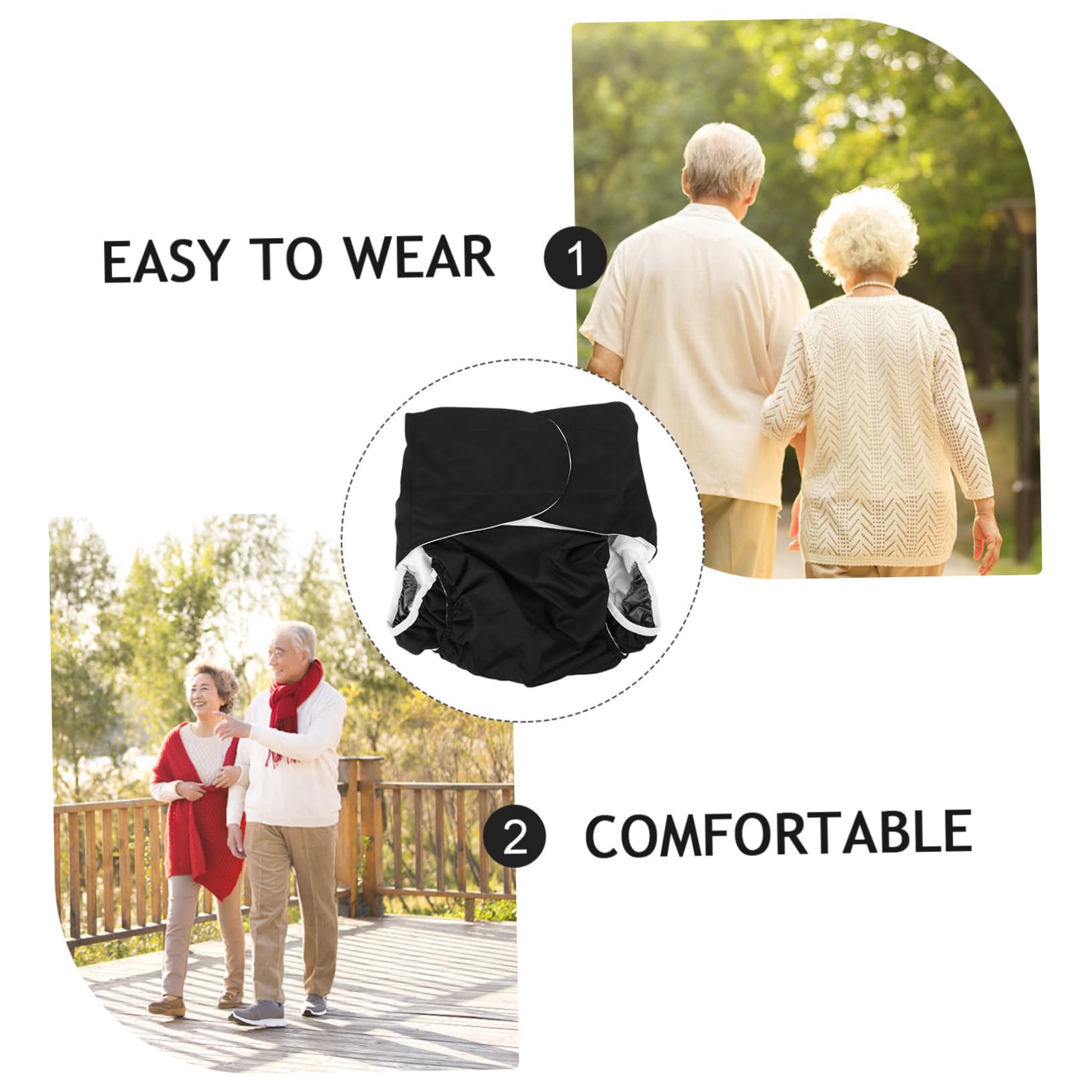 SOESFOUFU Menstrual Pants Adjustable Snap Buttons Breathable Leak-Proof Washable Diapers for Adults