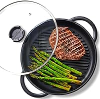 Jean-Patrique Whatever Pan 10.6" Cast Aluminum Nonstick Griddle with Lid - Lightweight Grill Pan for Stovetop & Oven, Induction Compatible