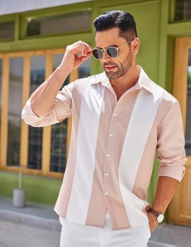 Miniatura 3 de COOFANDY Men's Vintage Bowling Shirt Casual Long Sleeve Button Down Retro Shirt