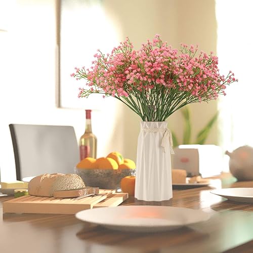 Miniatura 3 de BOMAROLAN - Ramo de 12 flores velo de novia artificiales con sensación real al tacto, Gypsophila falsa, bricolaje para decoración de bodas o fiestas