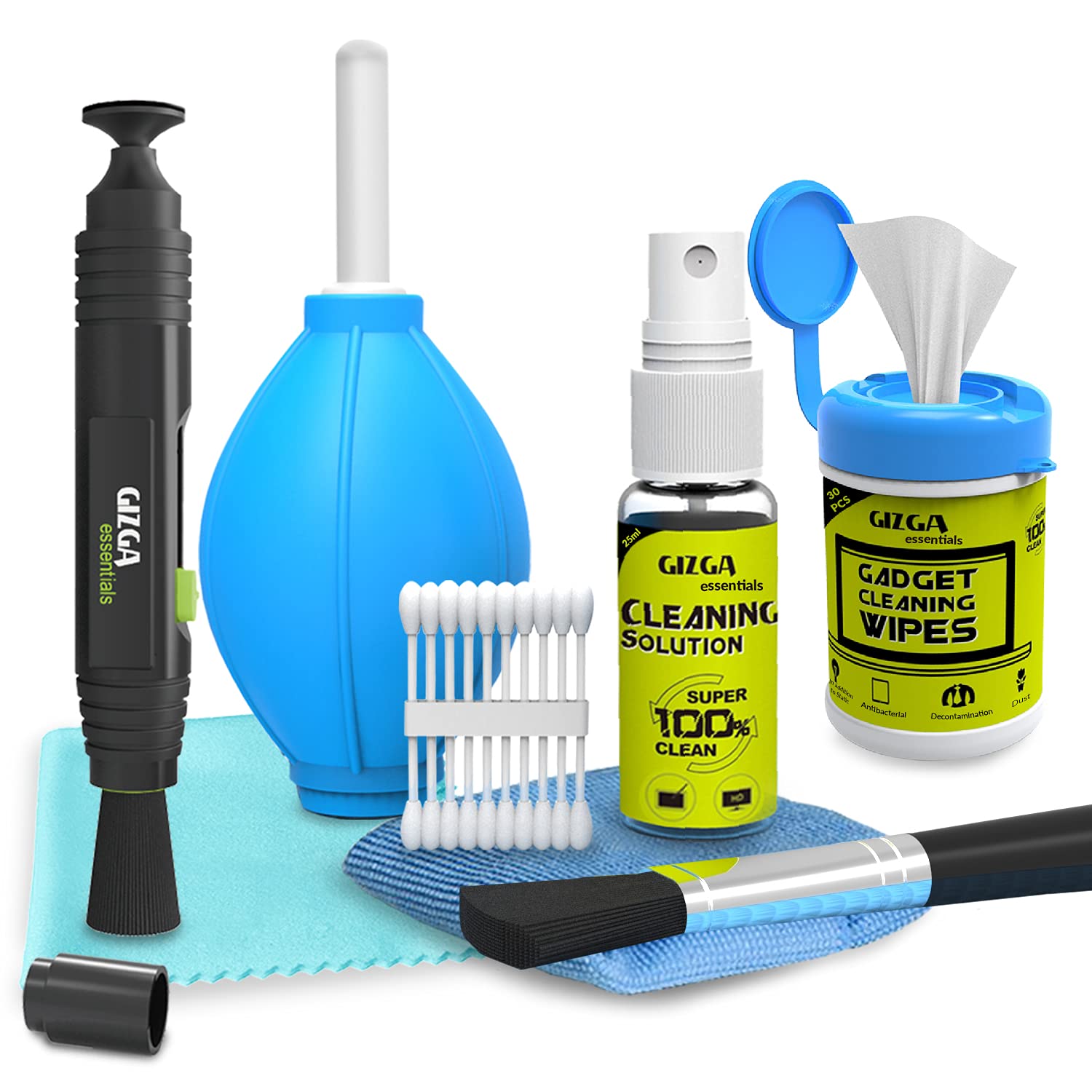 GIZGA essentials Professional Lens Pen Cleaning Pro System + 6-in-1 Cleaning Kit + Professional Wipes for Cameras and Sensitive Electronics (GZ-COMBO-103+104+106-N)