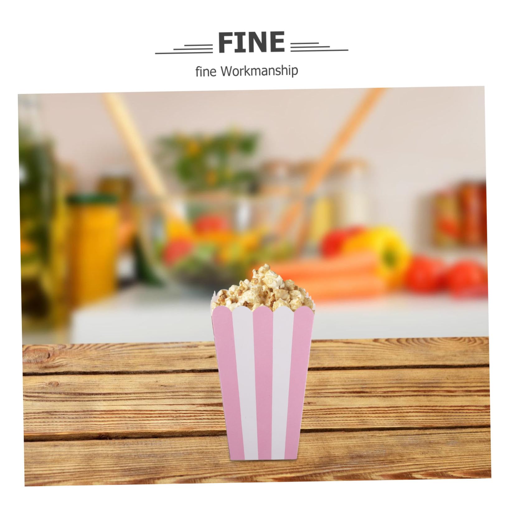 Cubos de Palomitas de Maíz Rayados de Papel, 100 Unidades