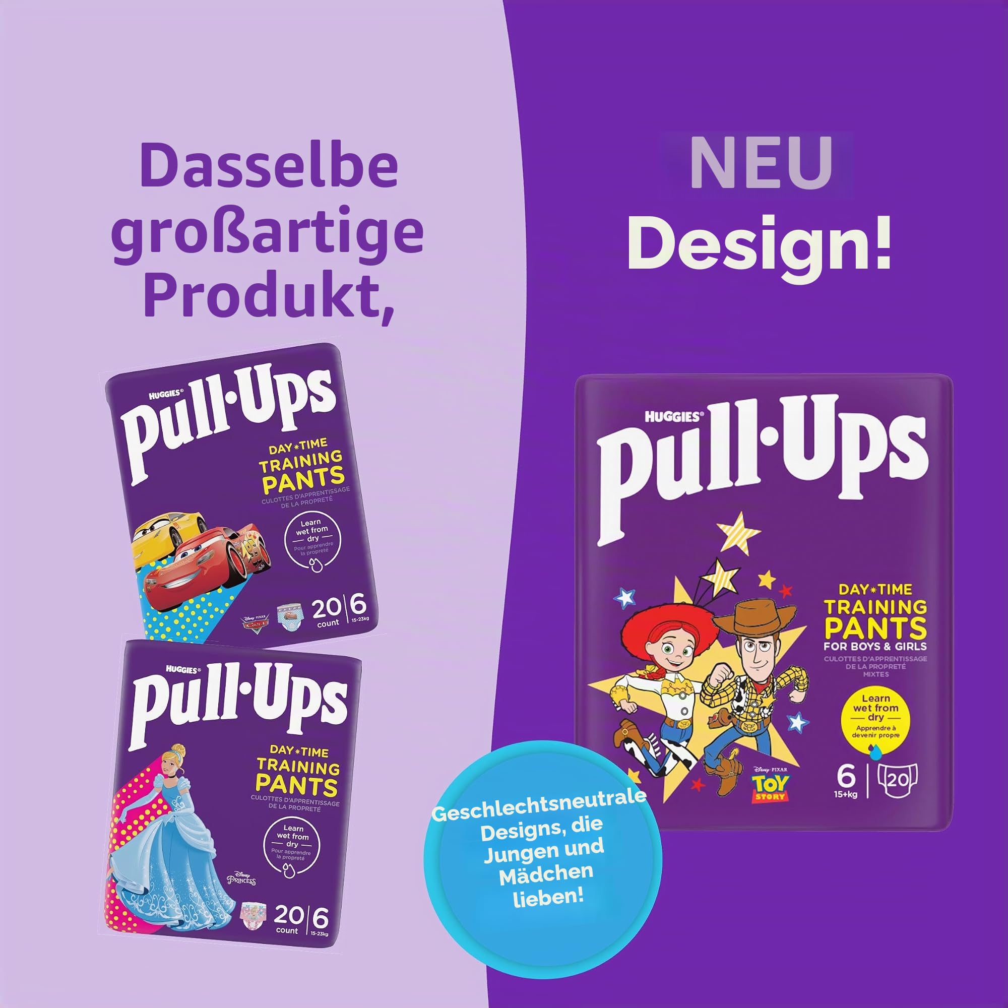 Huggies Pull-Ups Unisex Day Time Training Windelhose, Größe 6, 20 Hosen