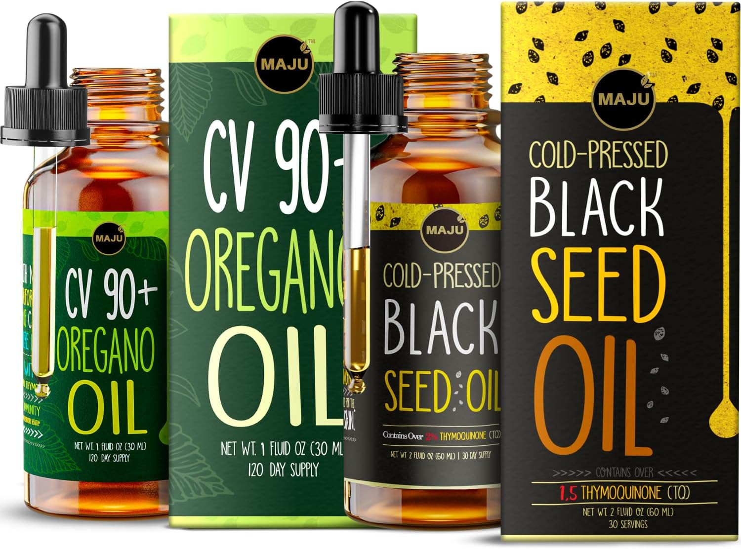 Maju Superfoods Oregano and Black Seed Oil Bundle