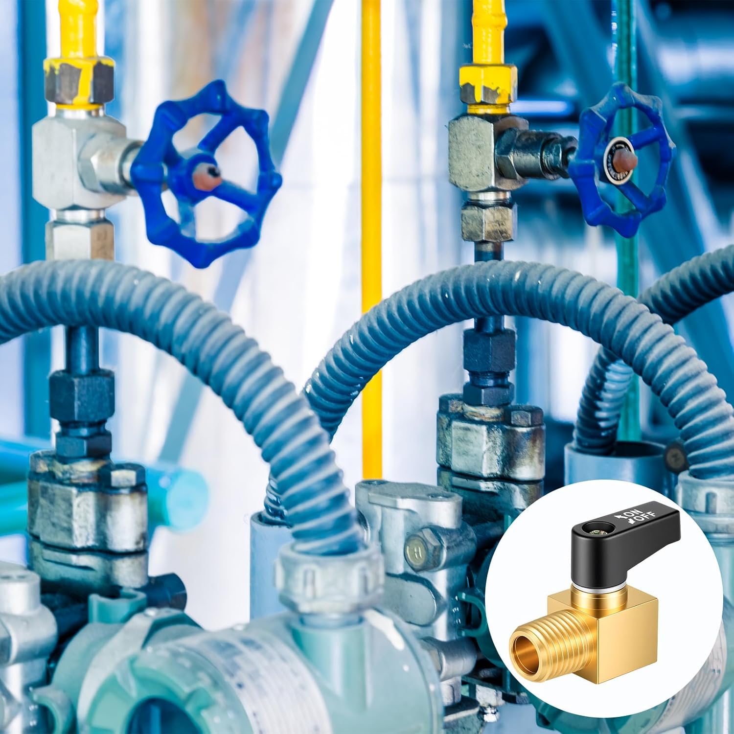 Air Compressor Valve with Thread Seal Tape, Brass Ball Type Drain Valve 1/4" NPT Male Air Compressor Accessories (6Pcs)