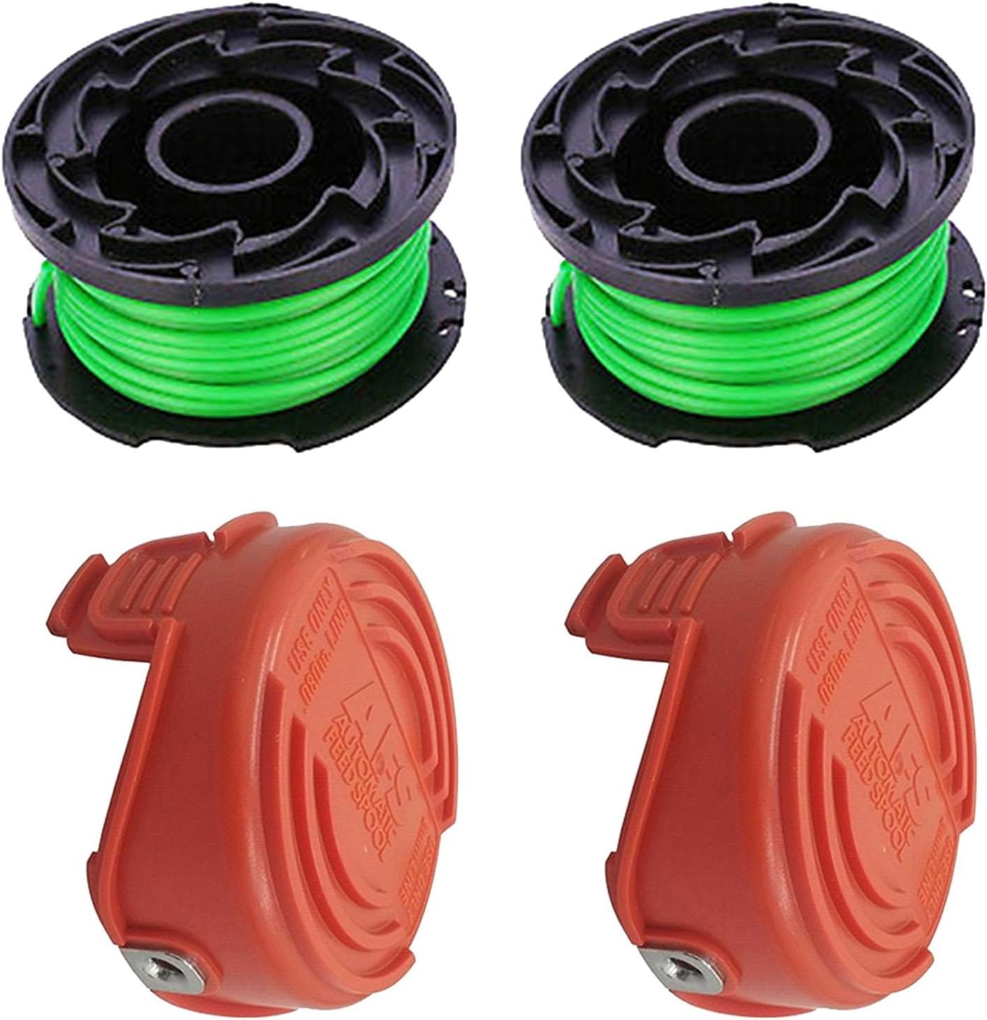 StarRing Replacement Trimmer Spool & Line & Cover For Black Decker Replace A6482 GL7033 GL8033 GL9035 Strimmer Trimmer Accessories,2 Pcs Strimmer Spool & 2Pcs Cap