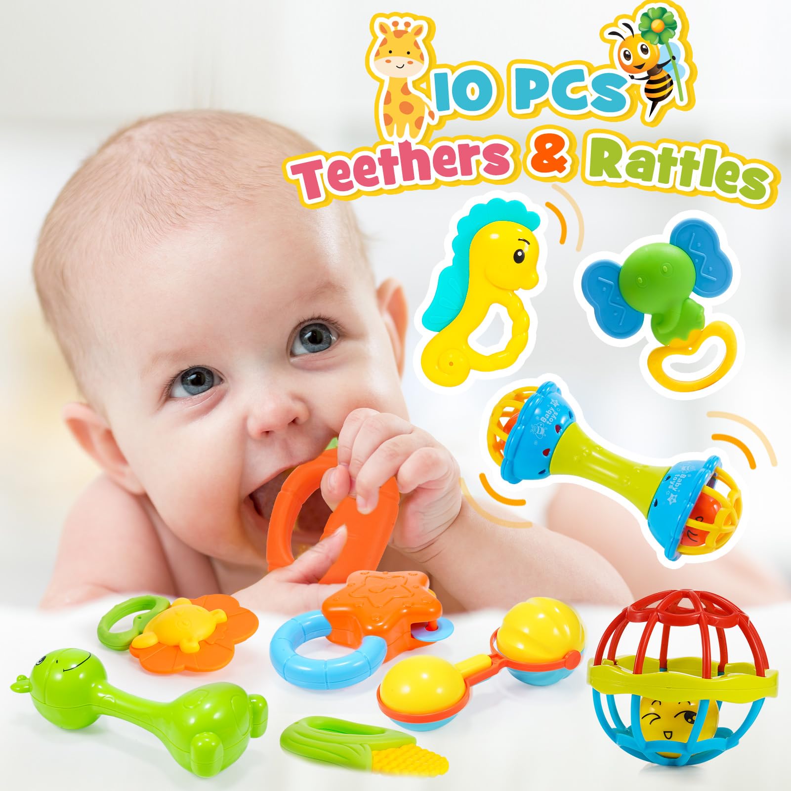 Wootoyz Jouet Bebe 0 3 6 9 Mois, Hochet Bebe 0-12 Mois Cadeau Bebe 1 An Jeux Montessori 0-12 Mois Jeux Bebe 1 An Jouet Dentition Bébé Cadeau 0-12 Mois Fille Garçon Jeux Eveil Bebe 0-12 Mois Jouet