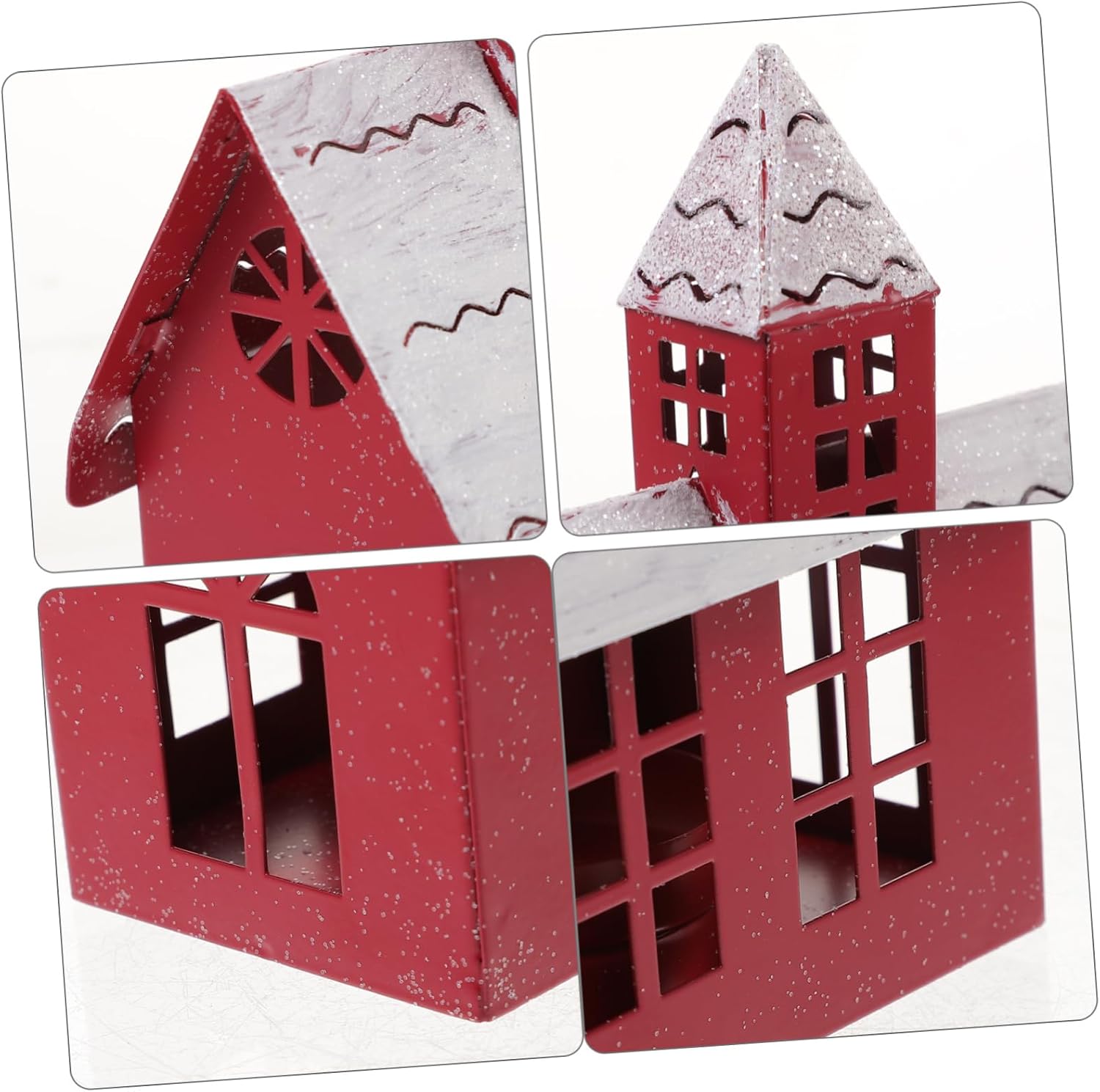 Cabilock Christmas Village House Candle Holder Handmade Ironwork Xmas Desktop Decoration for Home Office and Shop Sturdy and Stable Design for Festive Atmosphere