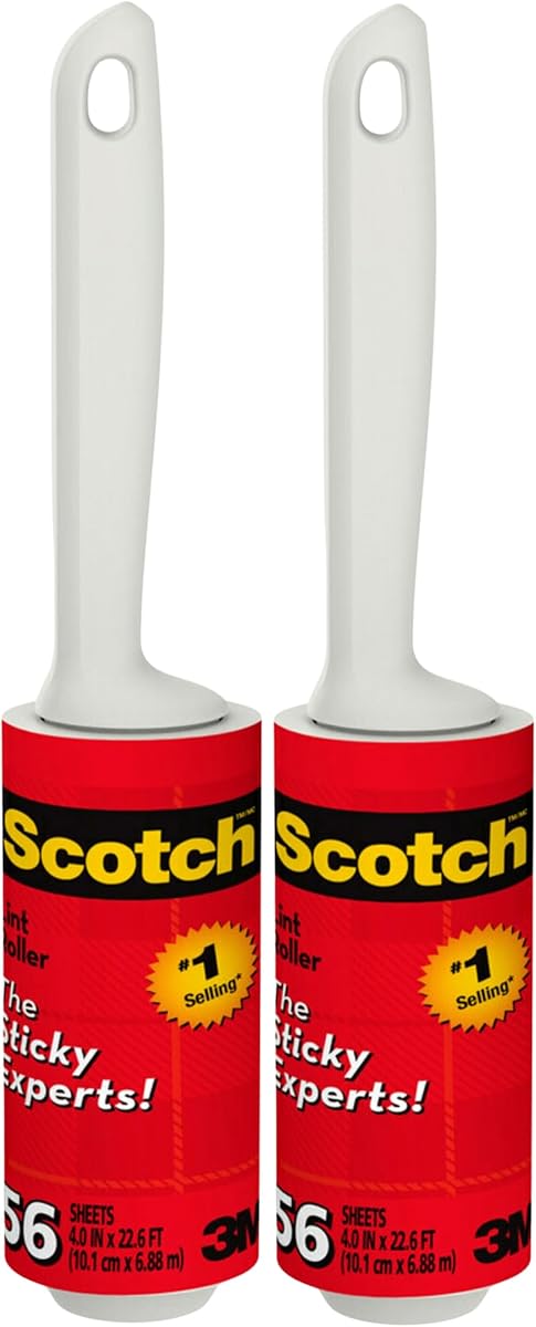 Lint Roller, 2 Pack (112 Sheets Total), 56 Easy Tear Sheets Each, 4 in x 22.6 ft, Adhesive Lint & Pet Hair Remover for Clothes and Furniture