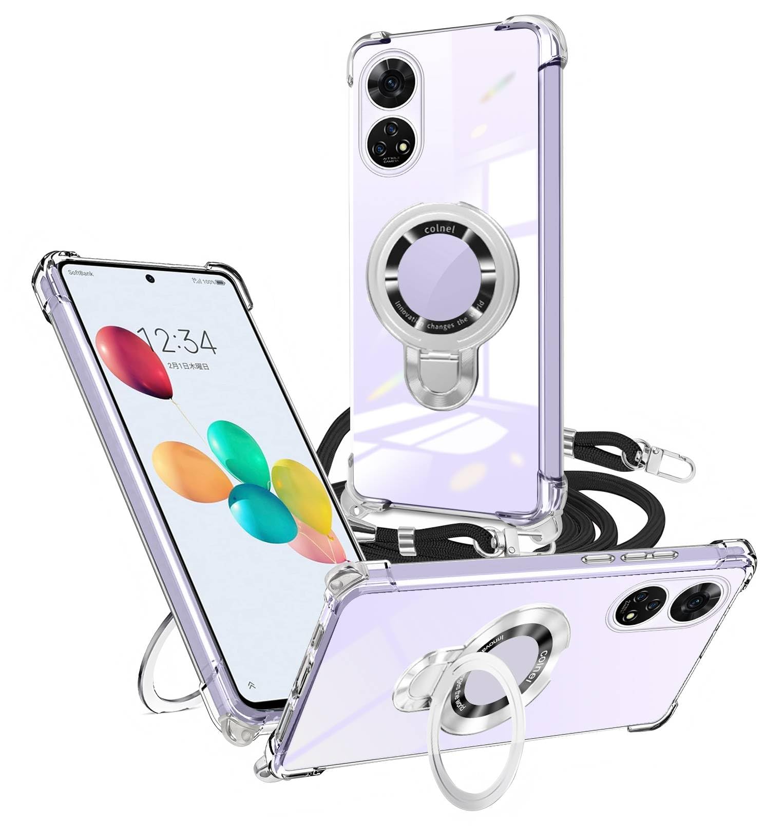 携帯電話/スマホ 携帯アクセサリー Amazon.co.jp: weiaoluo ZTE あんしんファミリー ケース クリア リング