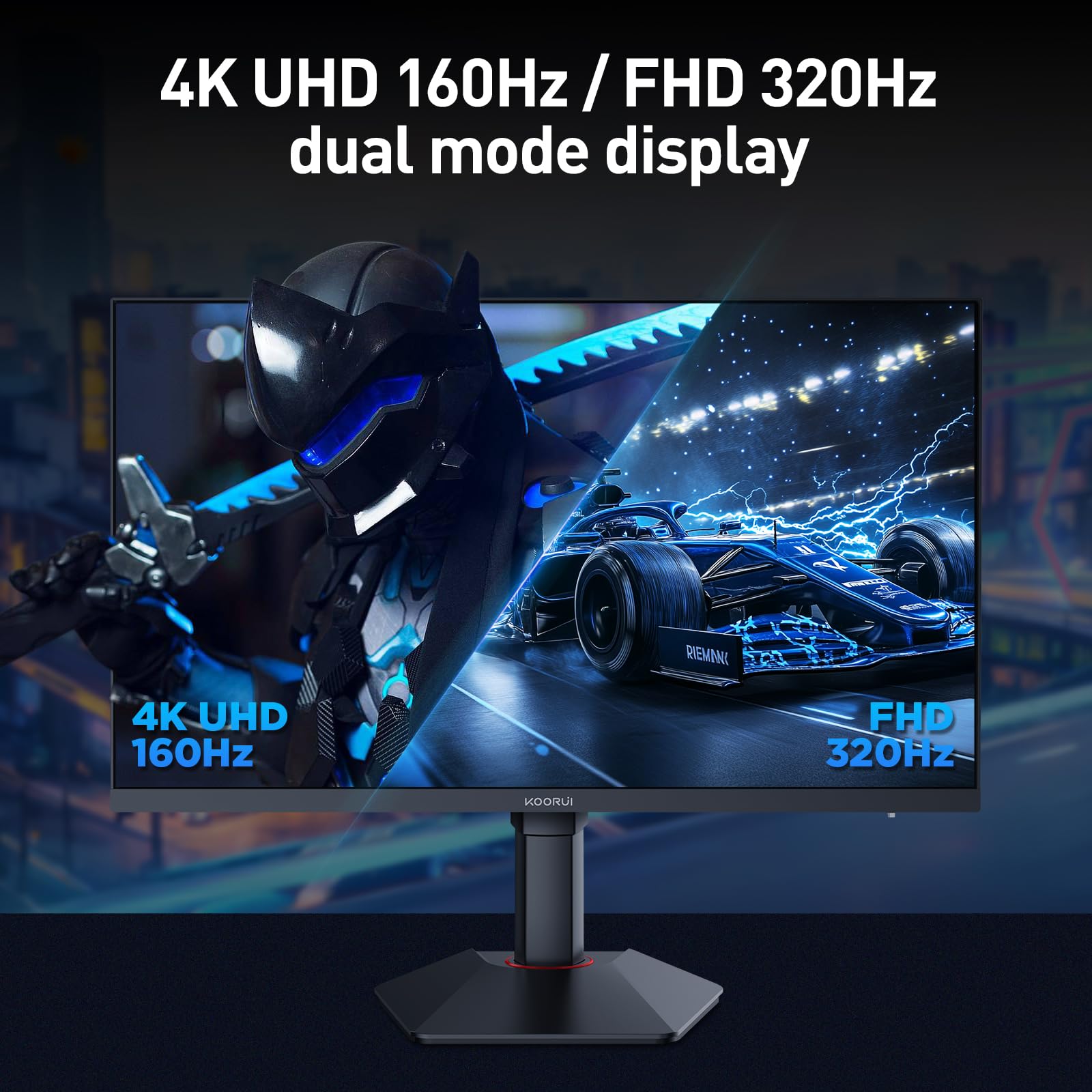 KOORUI 27インチ4K 160hz 1080p 320hz G2741L KOORUI G2741L 27 Inch 4K Gaming Monitor, 160Hz+UHD/320Hz+FHD, 1ms