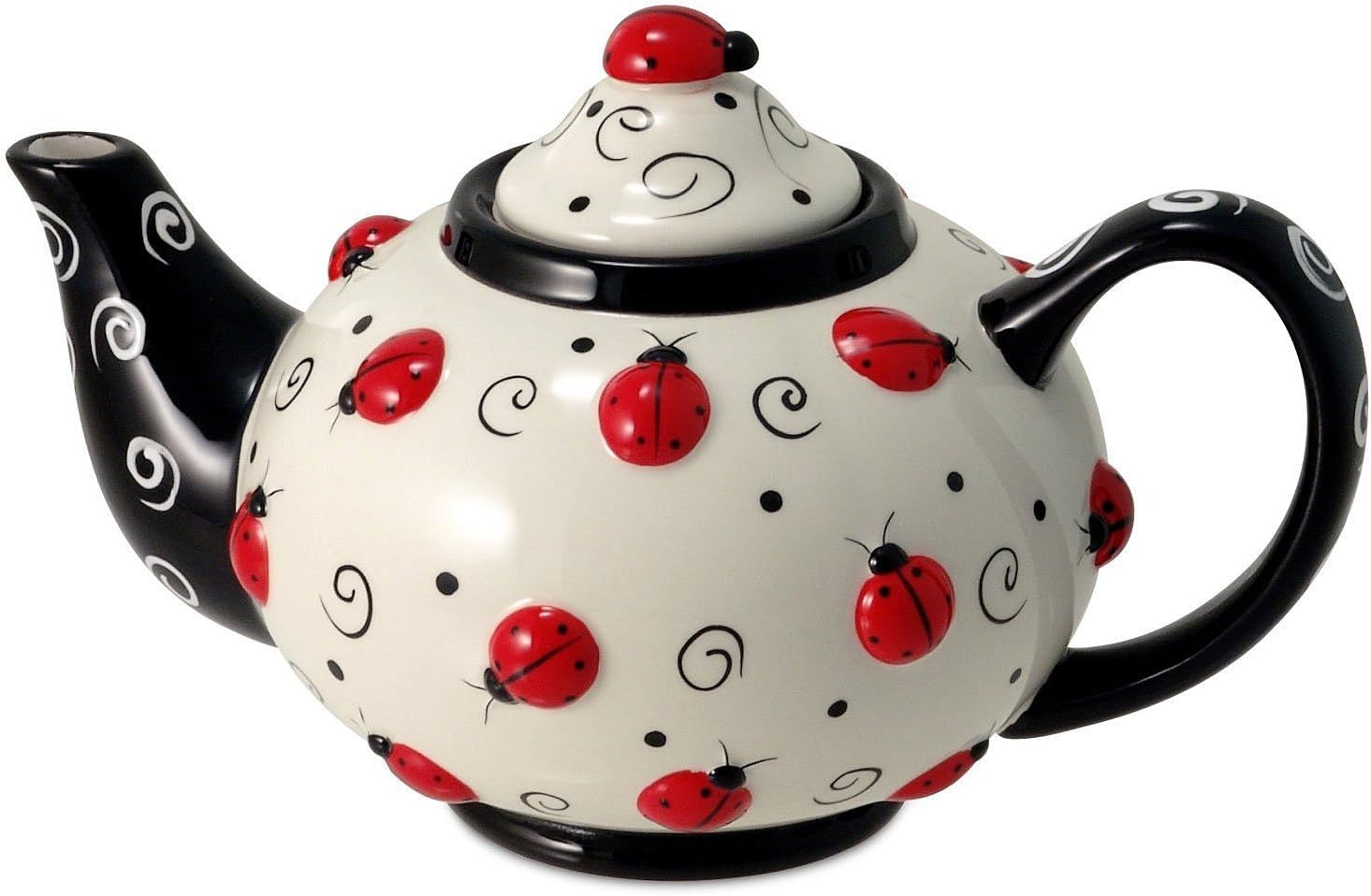 Amazon.com | Ladybug With Swirls Teapot For Kitchen Decor And Teas ...