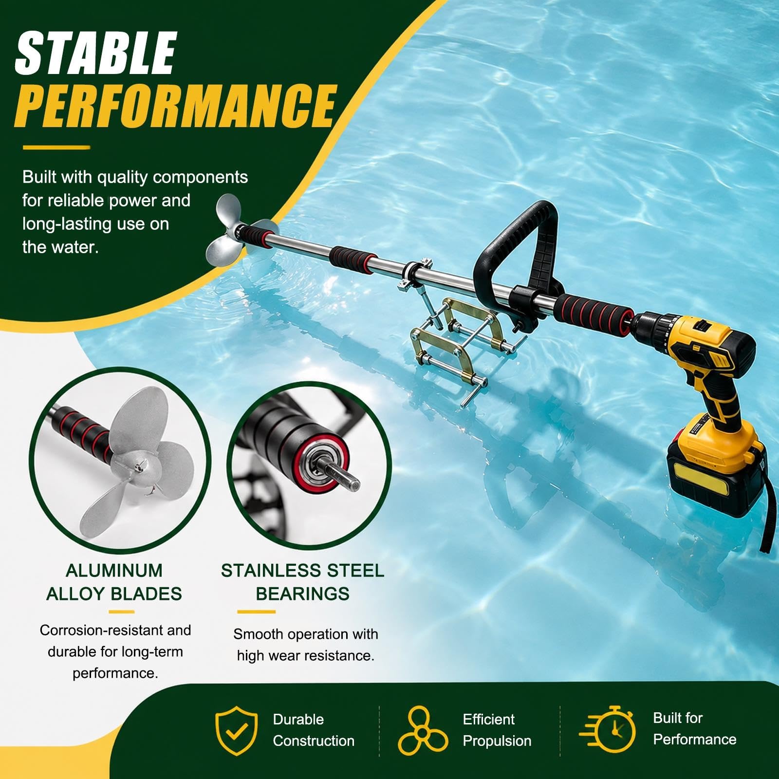 PAKMEZ Motor de Arrastre Portátil Ligero, Motor Fueraborda Taladro de Man