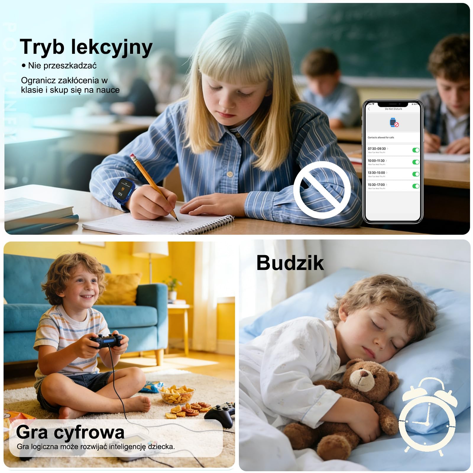 Smartwatch dla Dzieci z GPS SOS Kontakty Czat Rozmowy Telefoniczne Tryb KlasowyGra Budzik Latarka IP68 Wodoodporny Cyfrowy Prezenty Smartwatch Dziecięcy Chłopcy Dziewczynki