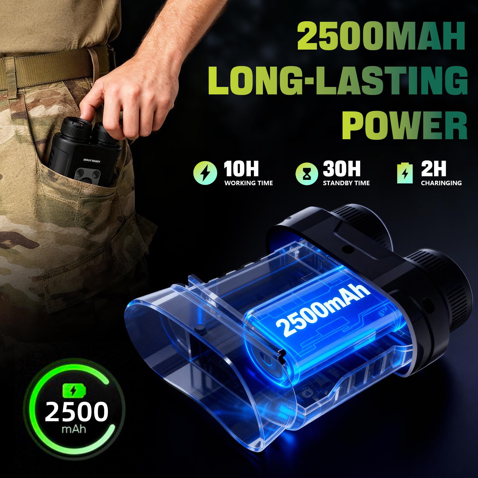 Binocolo Visione Notturna 4K 48MP, Portata Visiva di 1000FT/300m, IR Regolabile a 7 Livelli, Zoom Digitale 8X, Campeggio e Osservazione della Fauna Selvatica, Regalo di Compleanno e di Natale