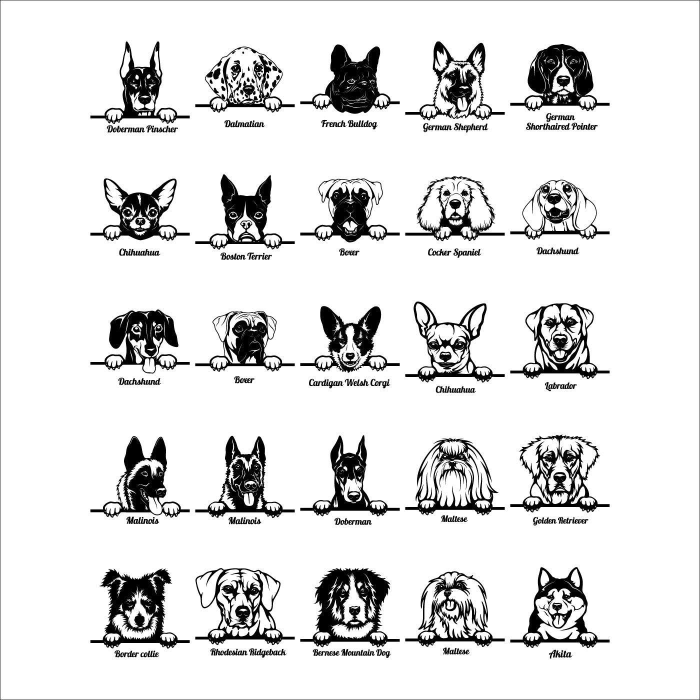Spähen Hund Clipart-Vektor Clip Art-Vinyl Cutter Plotter Bilder-T-Shirt Grafiken CD