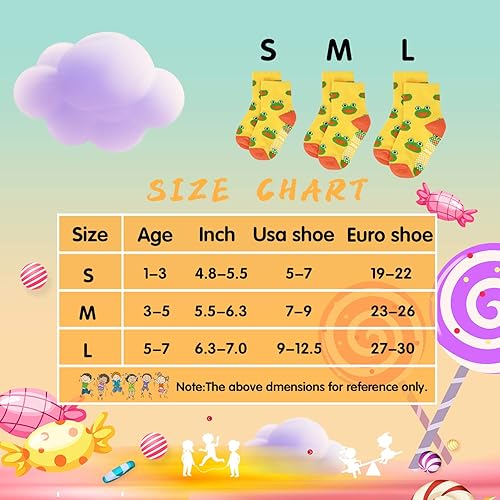 Miniatura 6 de SkiBeaut Calcetines antideslizantes para niños y niñas de 1 a 7 años, 12 pares de calcetines para niños y niñas