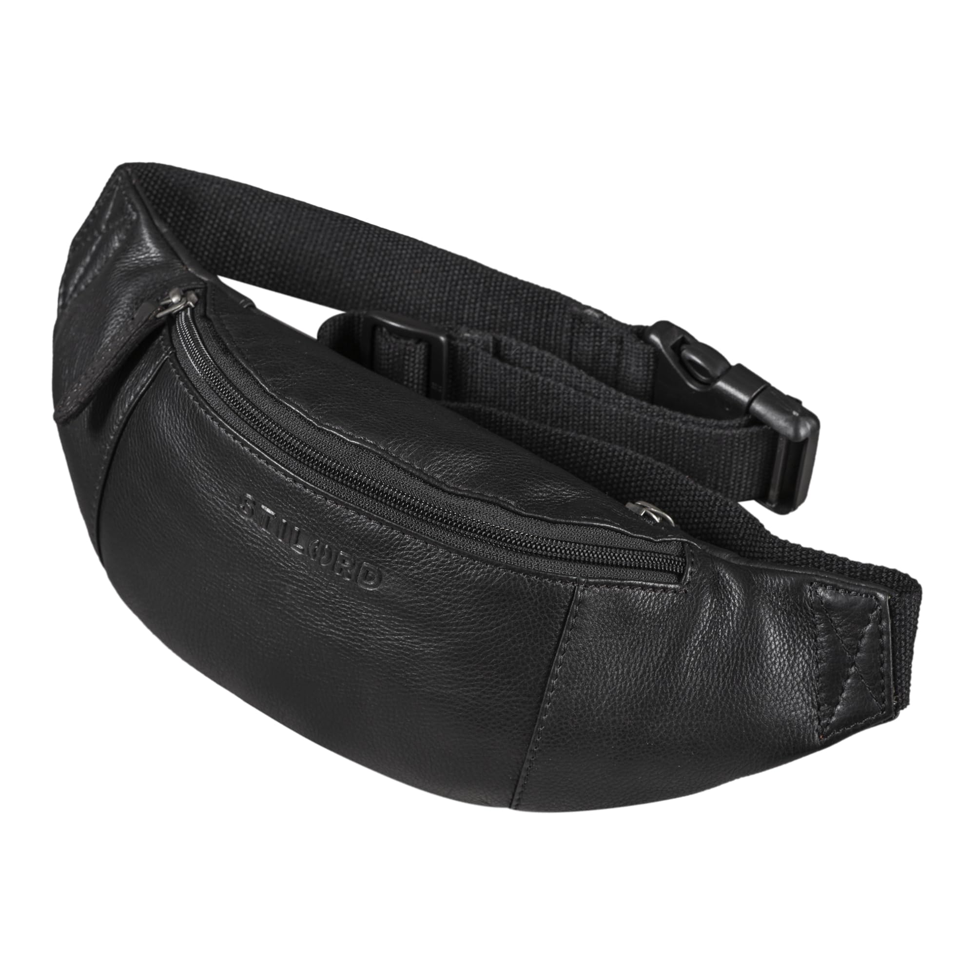 STILORD Shawn Sacoche Ventrale en Cuir Grand Sac Banane Vintage Homme et Femme Voyage Sport Smartphones CN Cuir Véritable Couleur:Noir