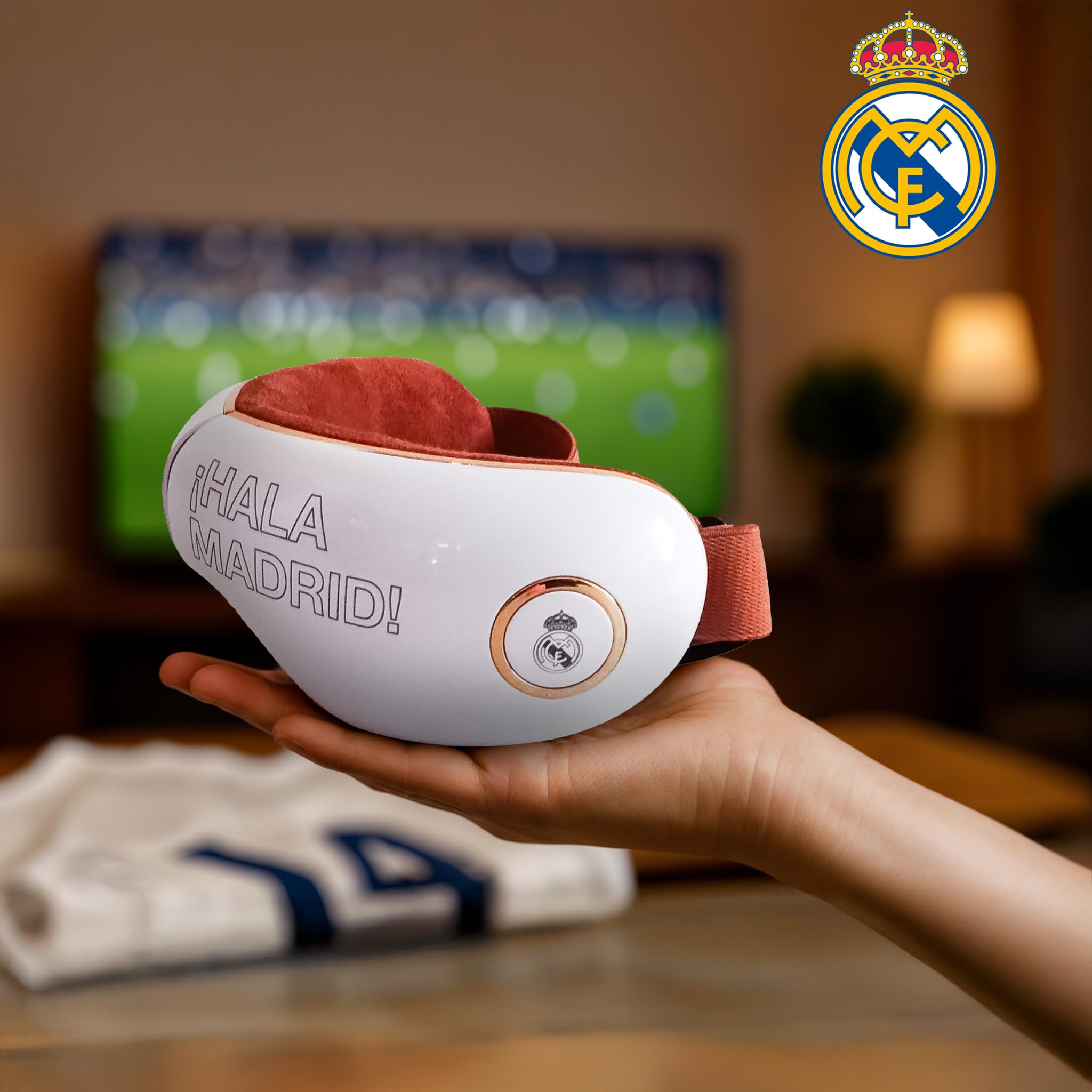 REAL MADRID | Oficjalne okulary do masażu RM INFINITY REAL MADRID I Składany masażer do oczu i twarzy z wibromasażem I Pressoterapia I Heat I Wbudowane głośniki I Oficjalne hymny Real Madryt
